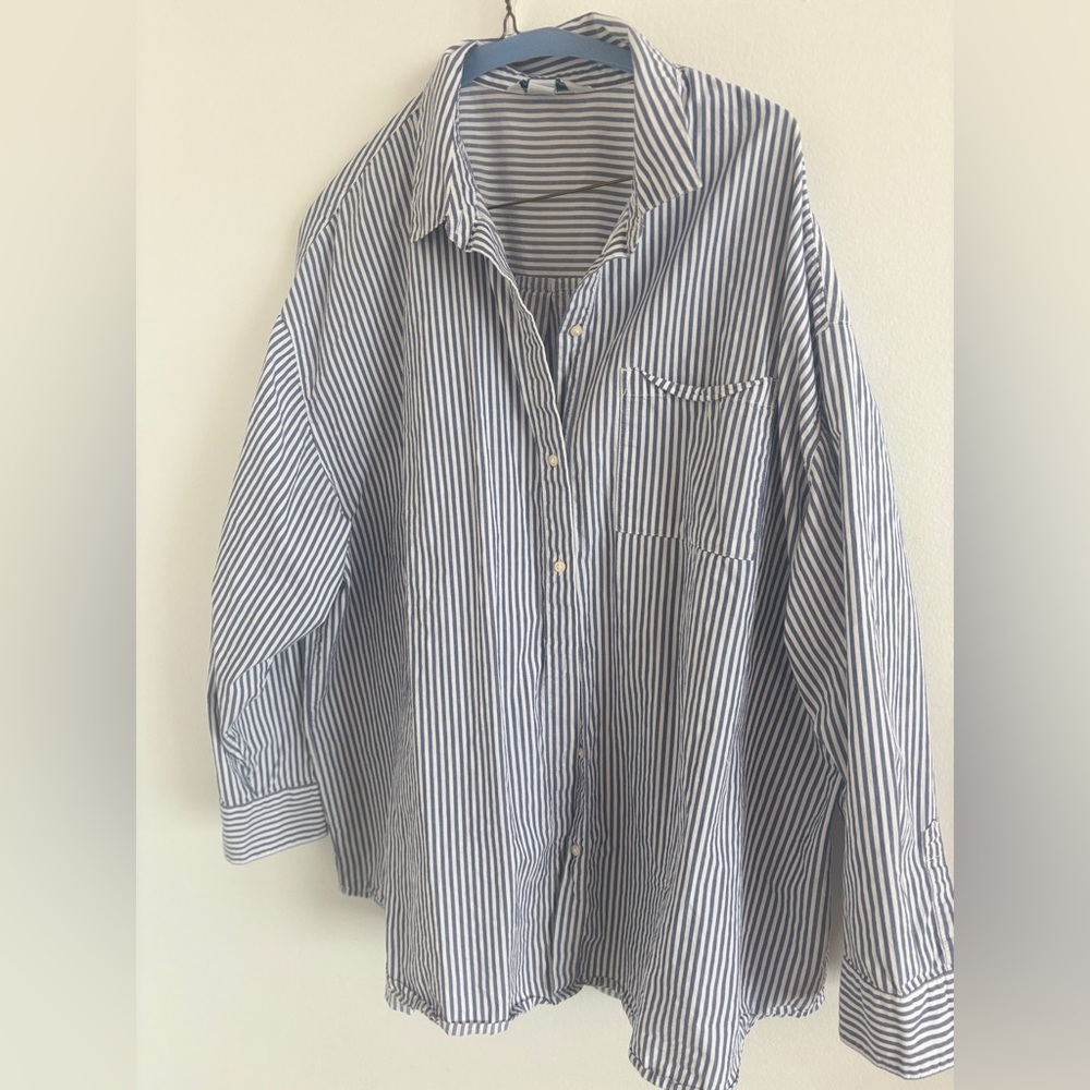 Classic Blue and White Striped Shirt.